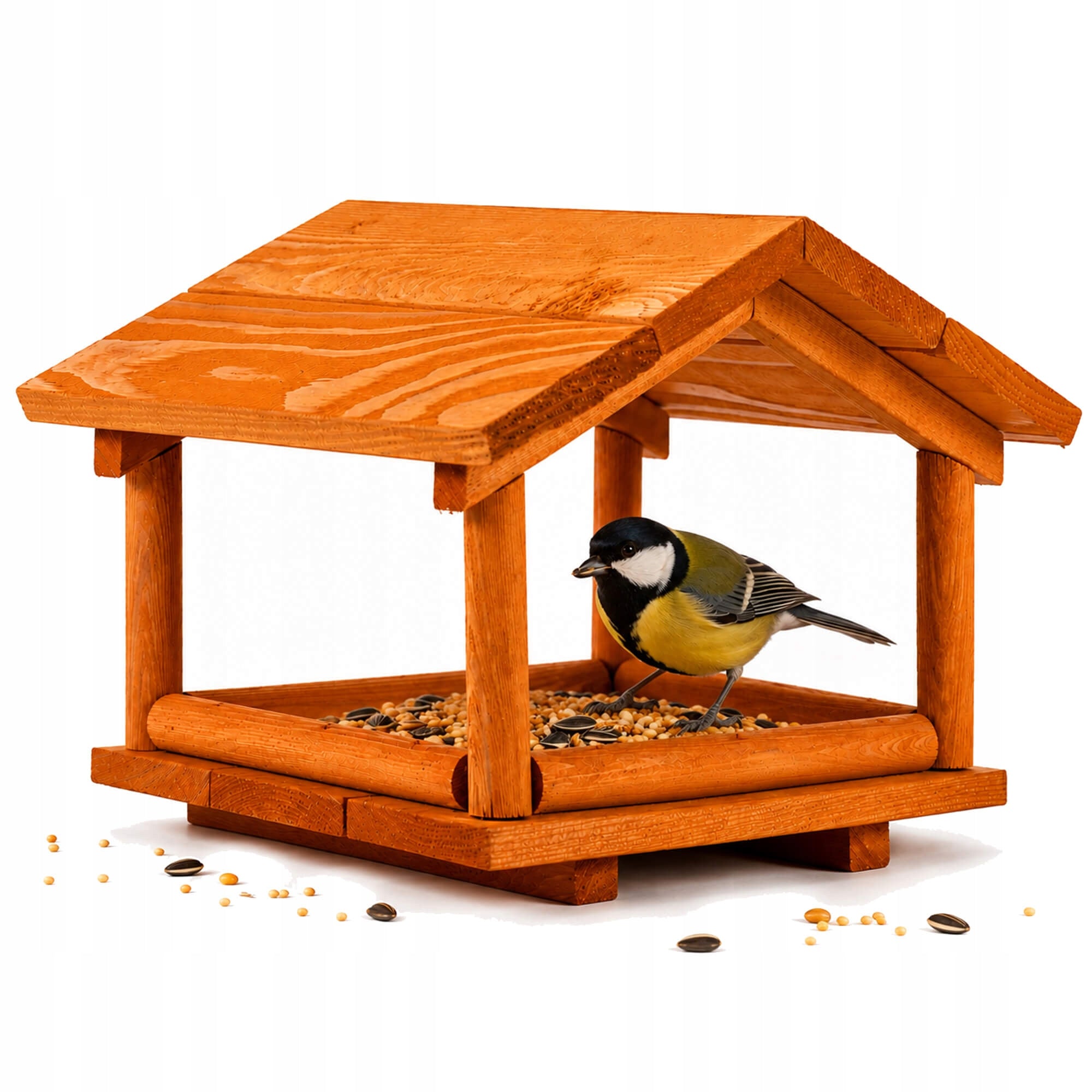 Bird Feeder Wooden Garden House Balcony Natural Wood