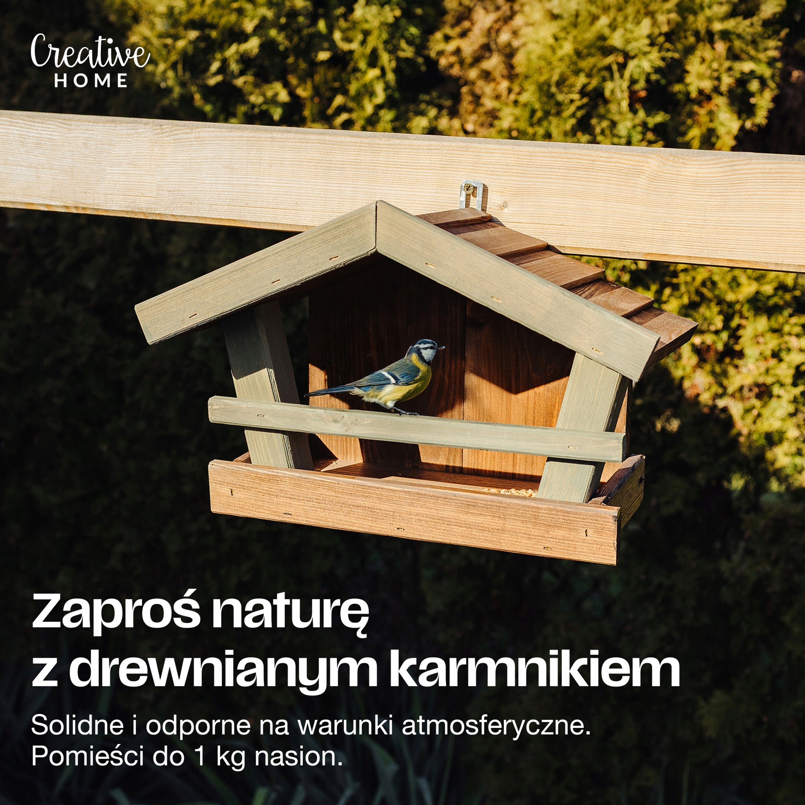 Bird Feeder Wooden Garden for Hanging Balcony Brown Green Type nesting box (feeder)