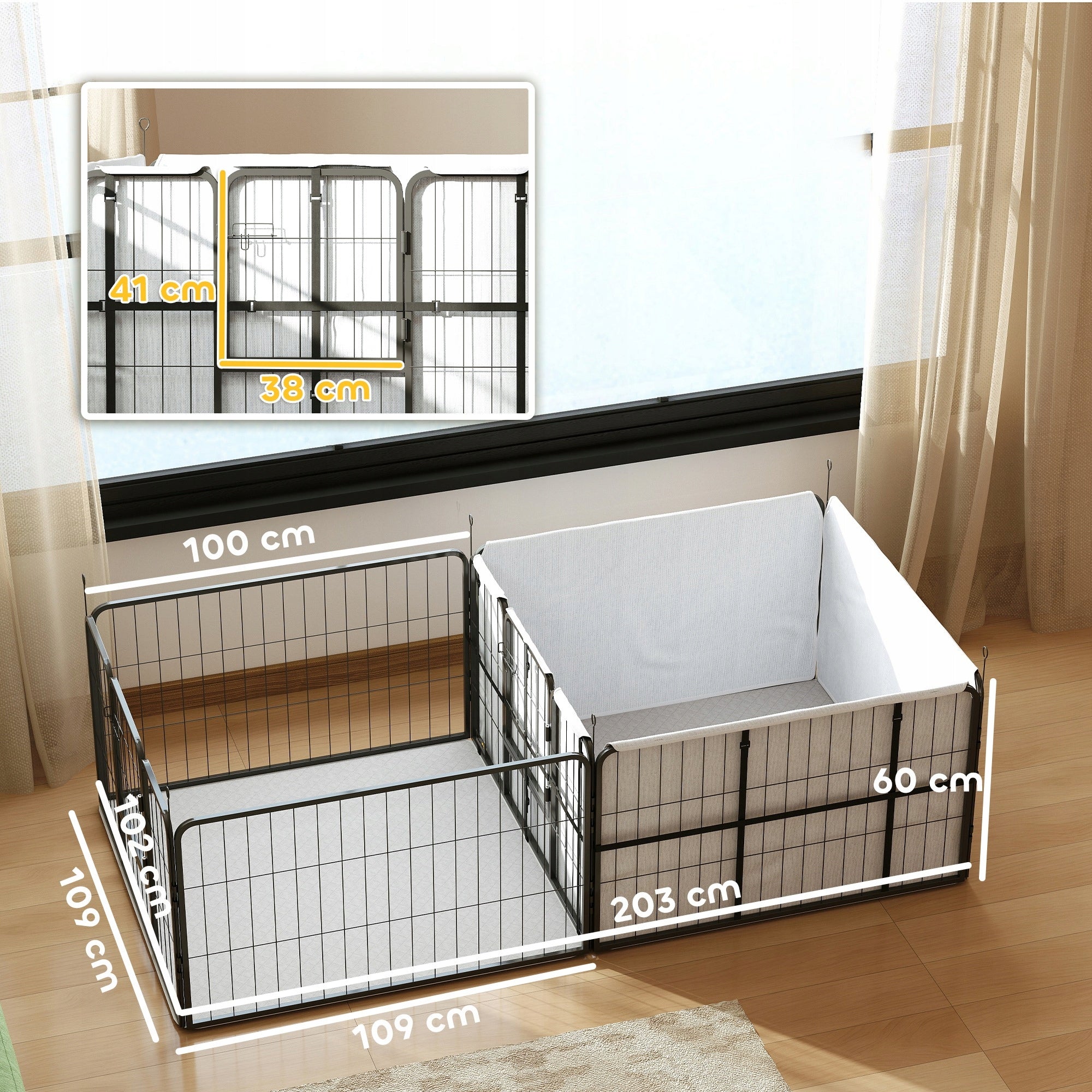 Birth Box Playpen for Puppies Dogs 2 Zones Foundation PawHut 203x102 Brand PawHut
