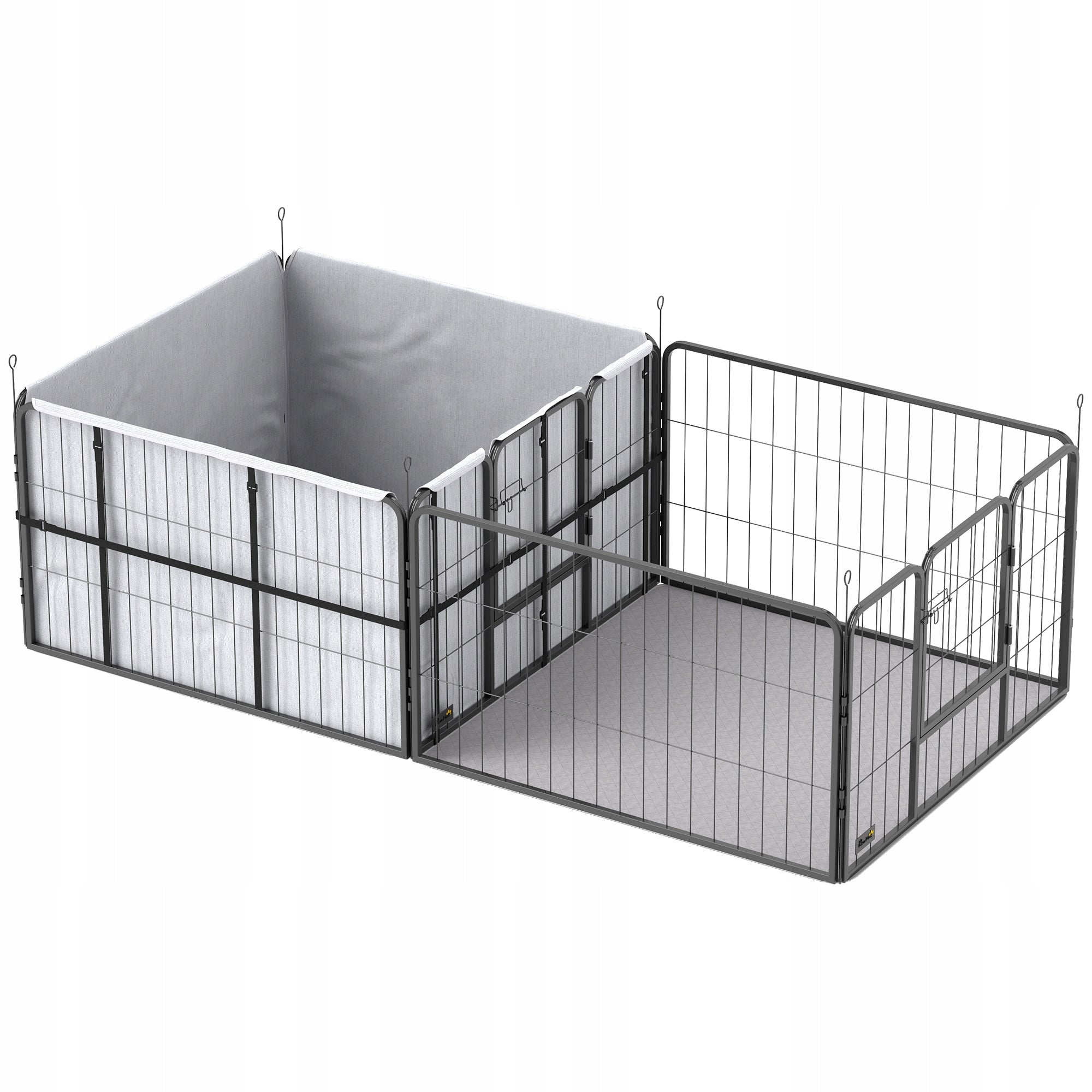 Birth Box Playpen for Puppies Dogs 2 Zones Foundation PawHut 203x102