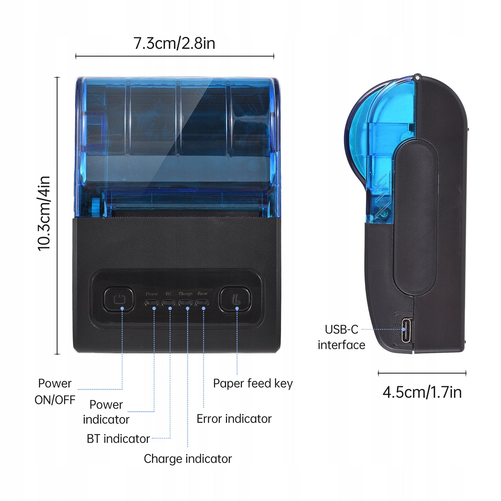 Bisofice 2 Inch Wireless 7J Portable Thermal Printer