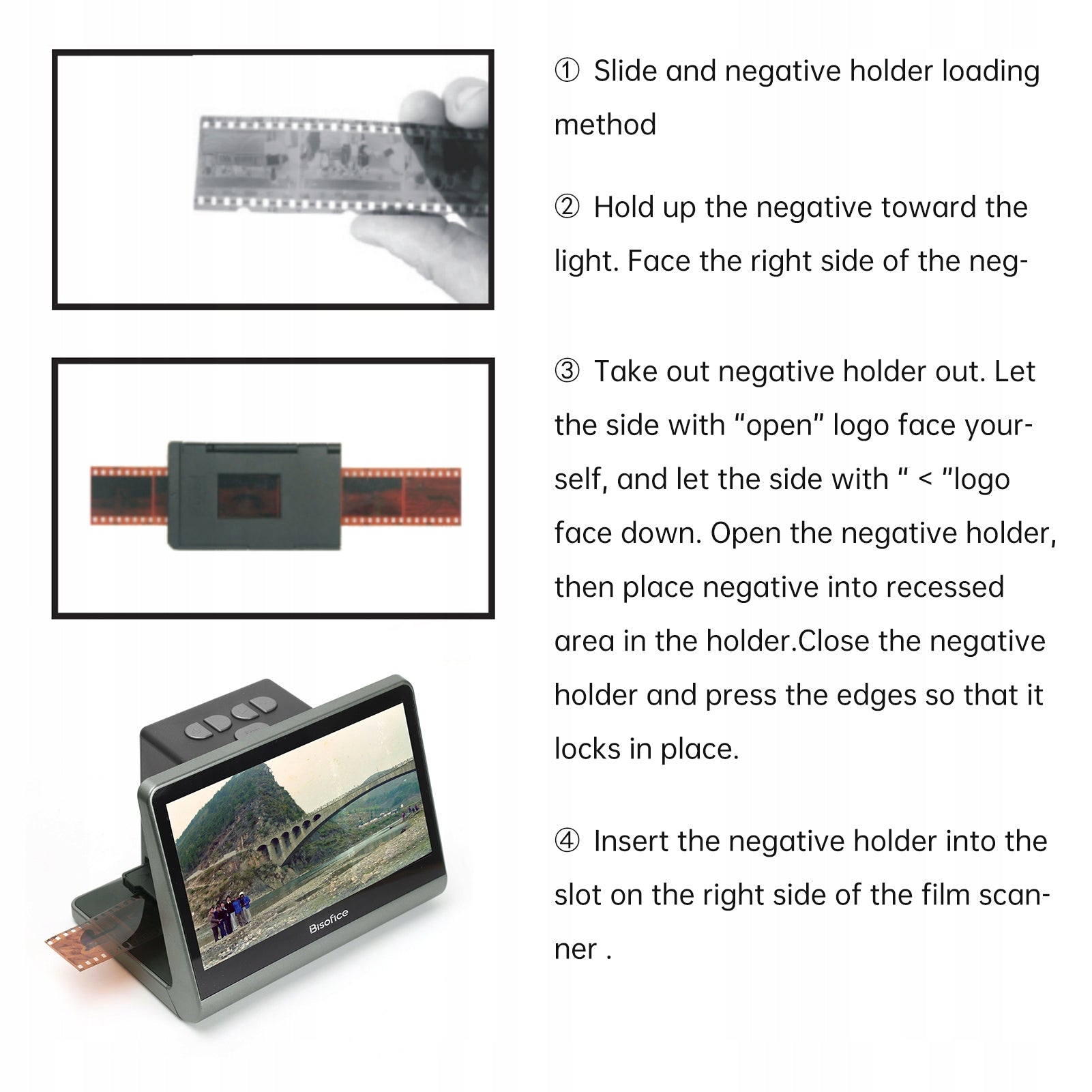Bisofice Film and Slide Scanner for 135 Film (36*24 mm)/126kpk/110 8V