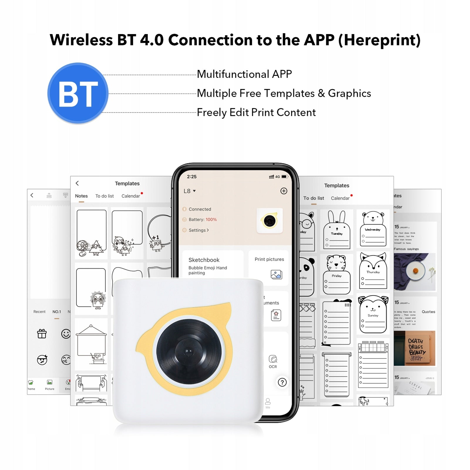 Bisofice L8 Mini Thermal Printer Pocket ZP Label Printer