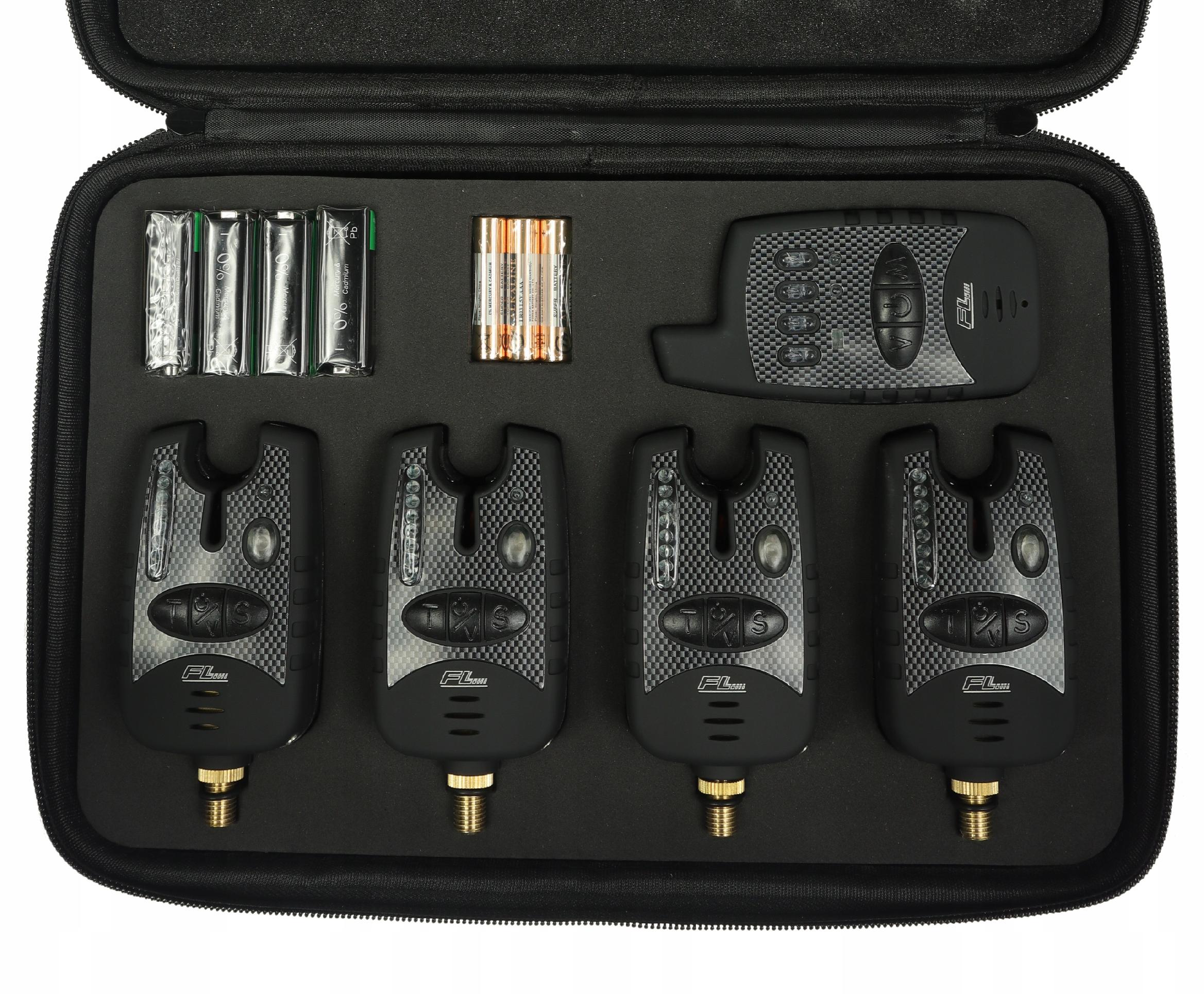 Bite Alarm Set with Controller 4+1 LED Case Vibration Carp Ground Model ZESTAW SYGNALIZATORÓW Z CENTRALKĄ
