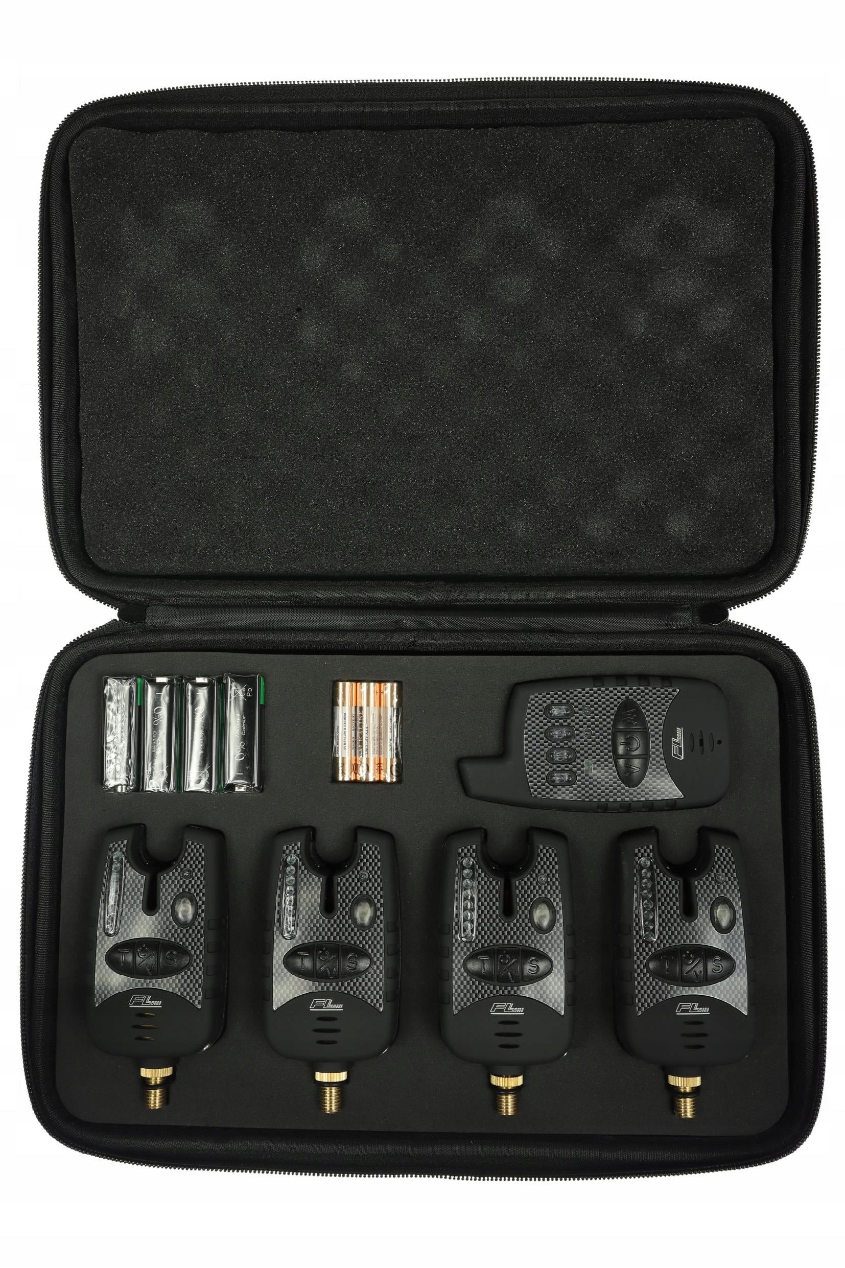 Bite Alarm Set with Controller 4+1 LED Case Vibration Carp Ground Packaging status original