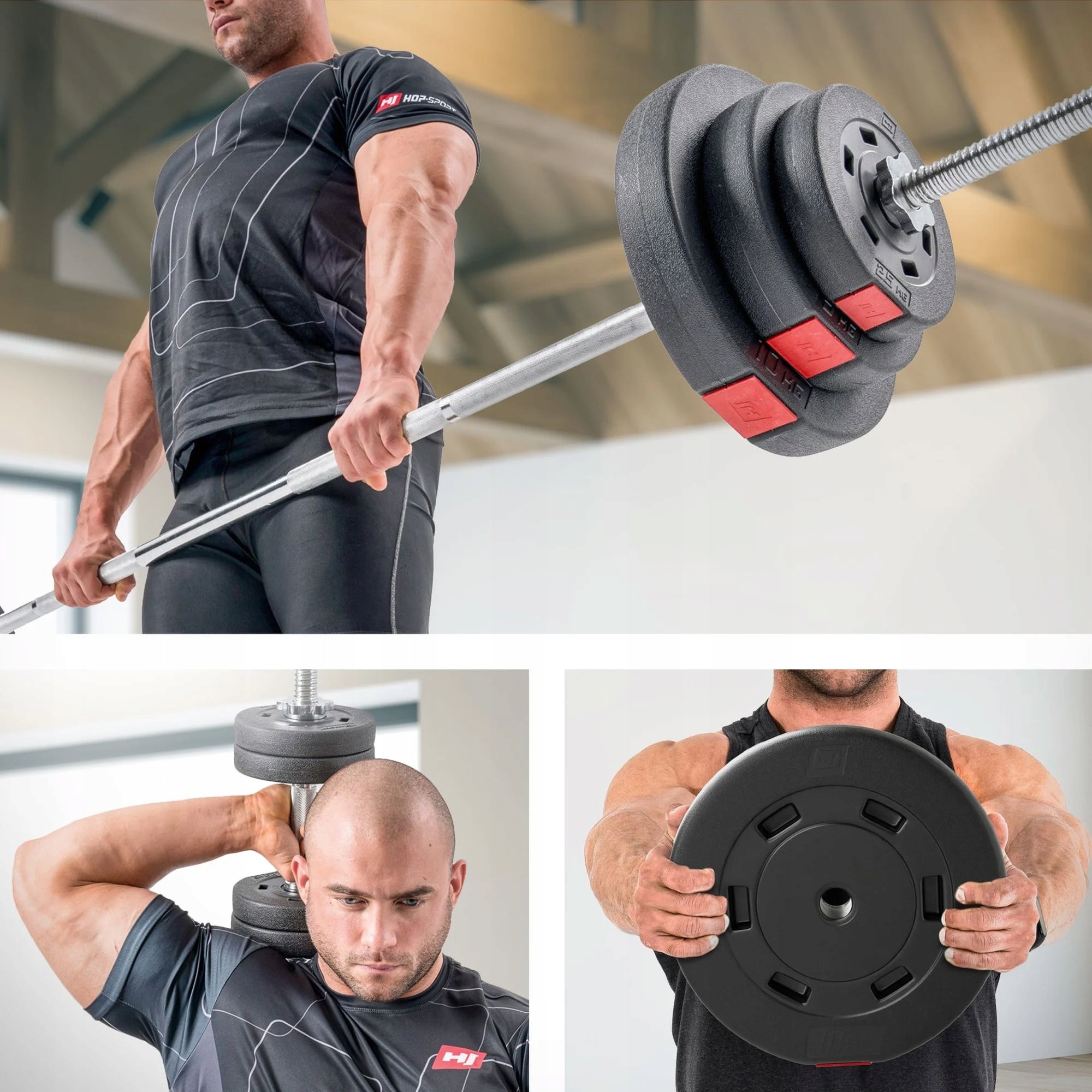 Bituminous Load Composite Plate Set 30kg HopSport for Barbell Total weight 30 kg