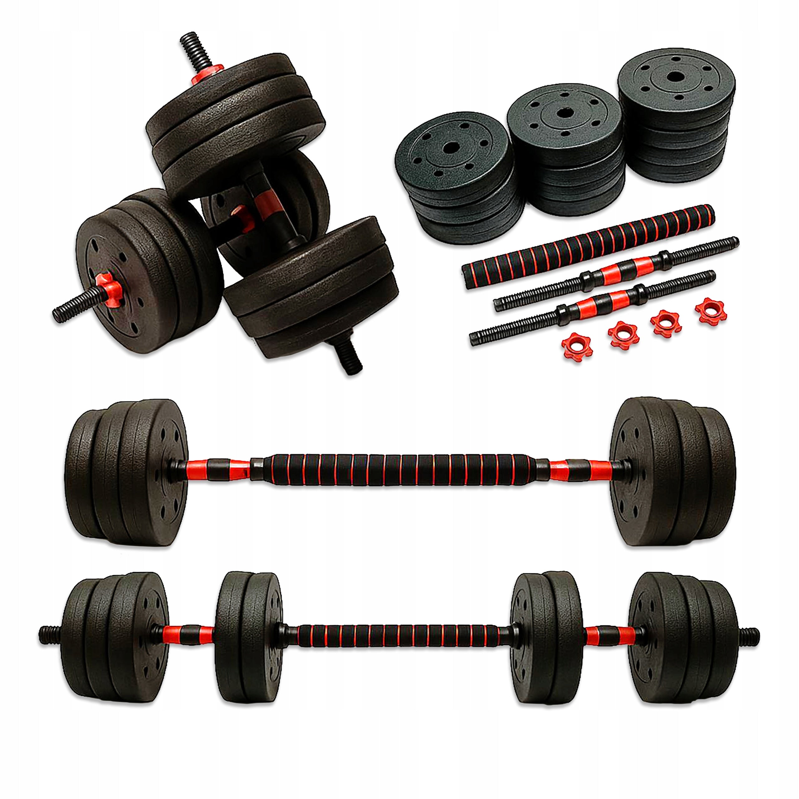 Bituminous adjustable dumbbells with connector 2x10kg dumbbell barbell SET 20kg