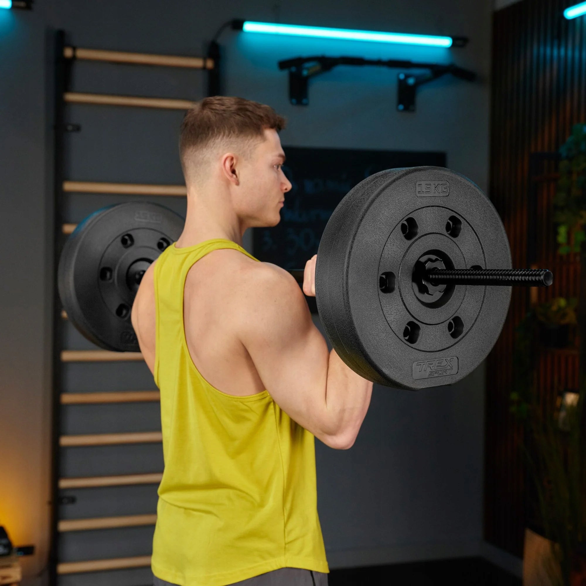 Bituminous load 15kg plate disc for composite barbells Trex Sport Manufacturer code TX-015HS set H