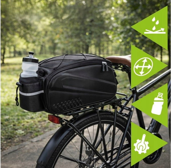 Black 10-Liter Rear Bike Rack Bag with Zipper Brand Gearox