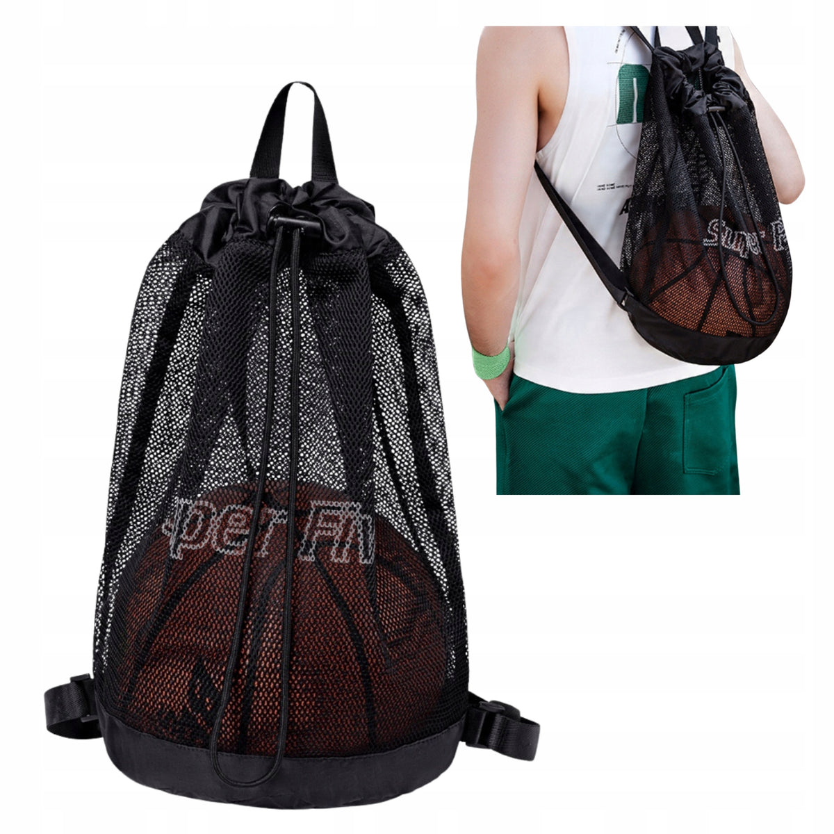 Black Backpack FOR SPORTS BALL for Unisex Basketball Gym