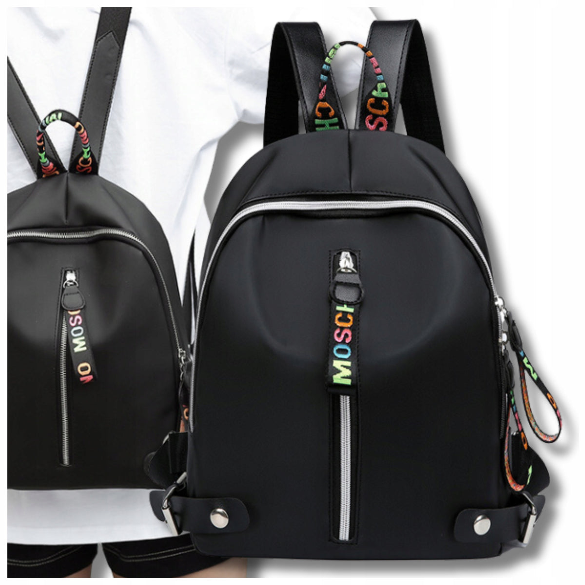 Black Backpack Waterproof Elegant Women's Urban Keychain 2in1 Spacious Lightweight Brand EdiBazzar
