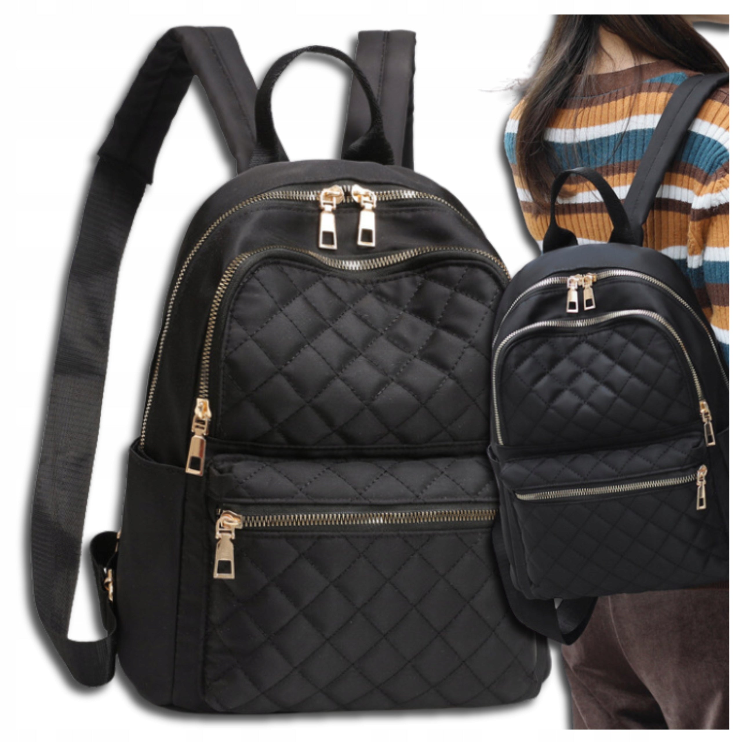 Black Backpack Waterproof Quilted Women's Spacious Shoulder Backpack Bag Brand EdiBazzar