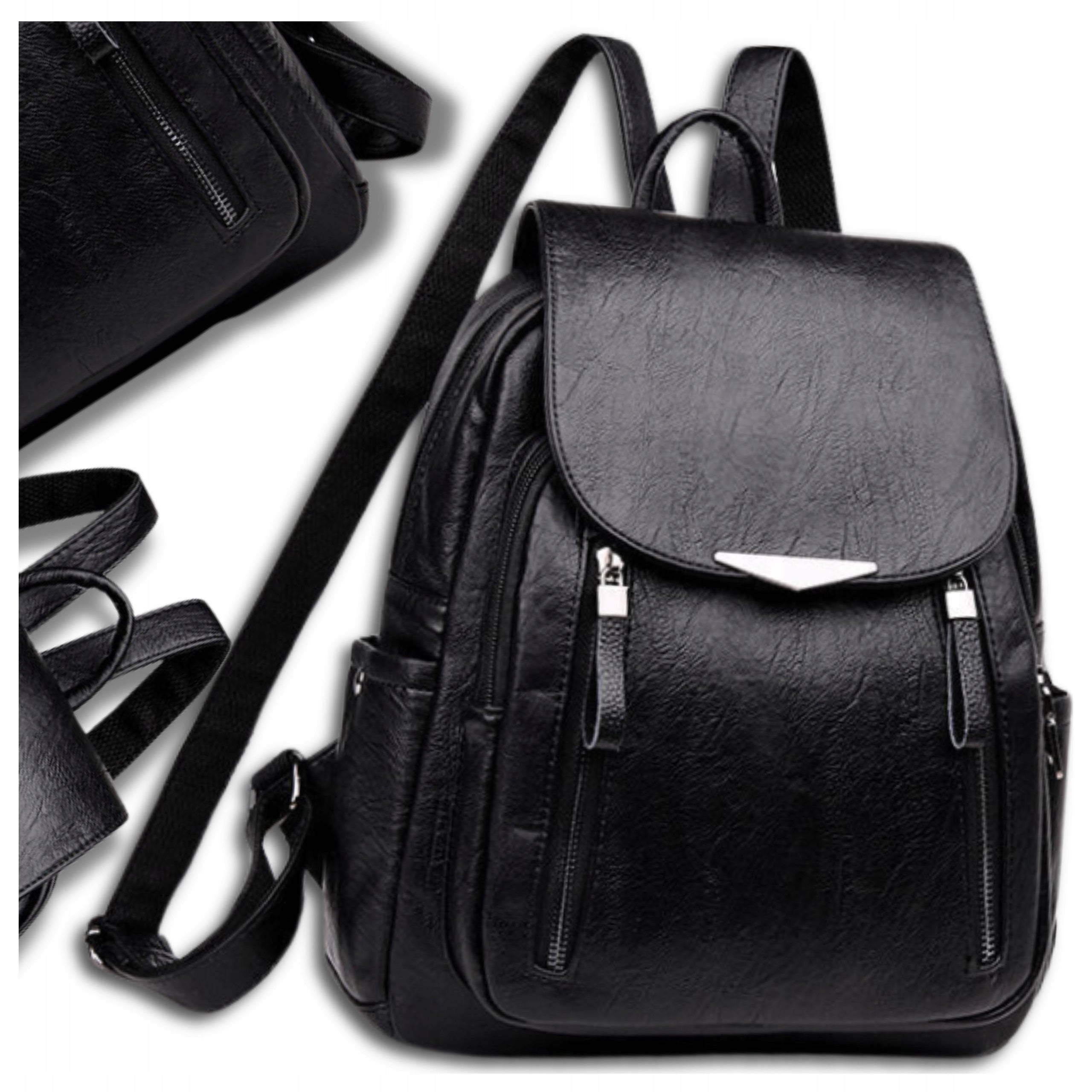 Black Backpack Waterproof Urban Women's Leather Shoulder Leather Urban Brand EdiBazzar