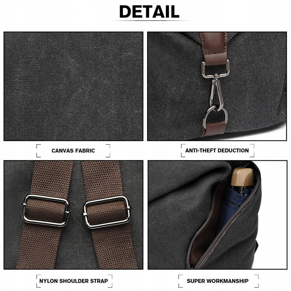 Black Backpack Women's Bag Vintage Canvas Material Canvas Havani EAN (GTIN) 9120075348577