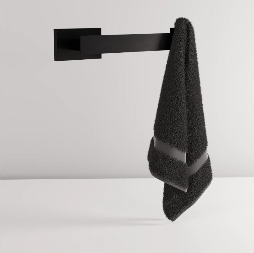 Black Bathroom Hanger Wall Mounted Towel Screwed Oste Black Mat Brand Rea