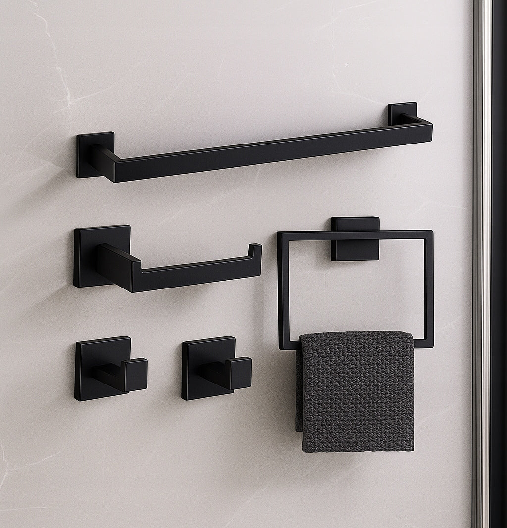 Black Bathroom Paper Holder CARO Metal Pin Mount Brand Msanit