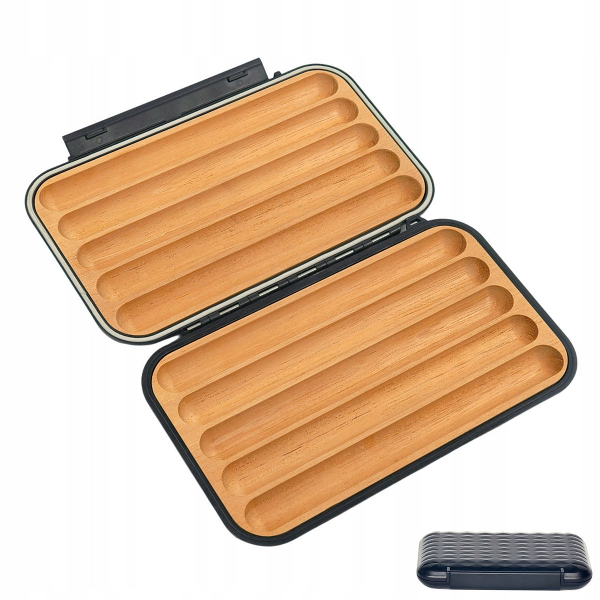 Black Cedar Lined Travel Humidor Case Waterproof Cigar Storage Box