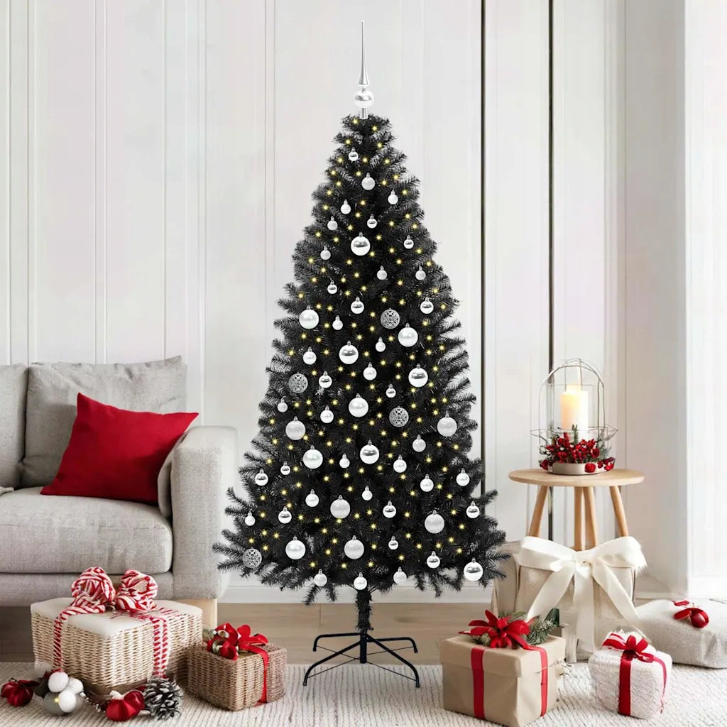 Black Conical PVC Artificial Tree 180cm With LED Lighting Brand Vida