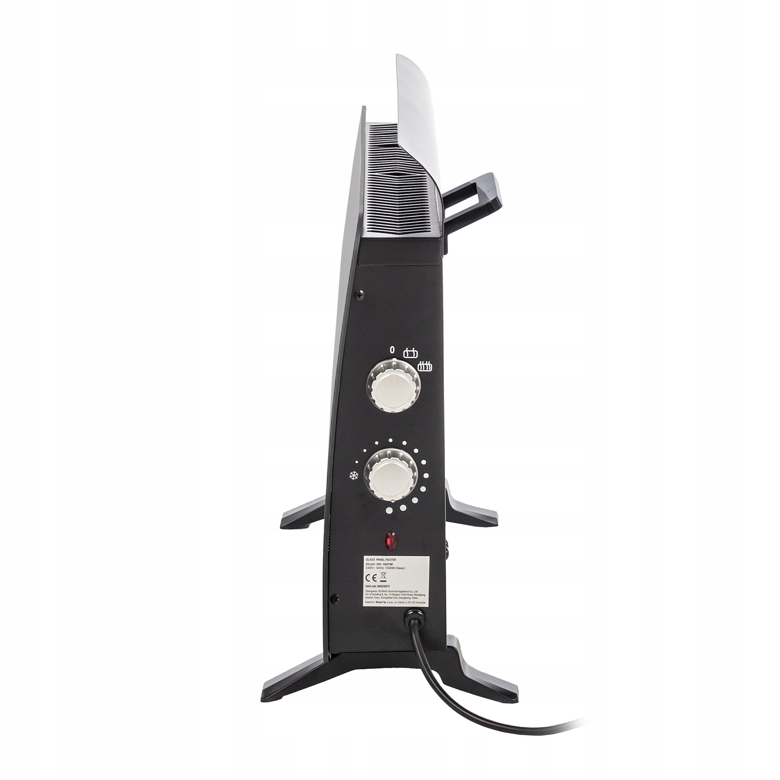 Black Electric HEATER 1500W BLACK CONVECTOR GLASS FREESTANDING Manufacturer code GH-1601M CZARNY