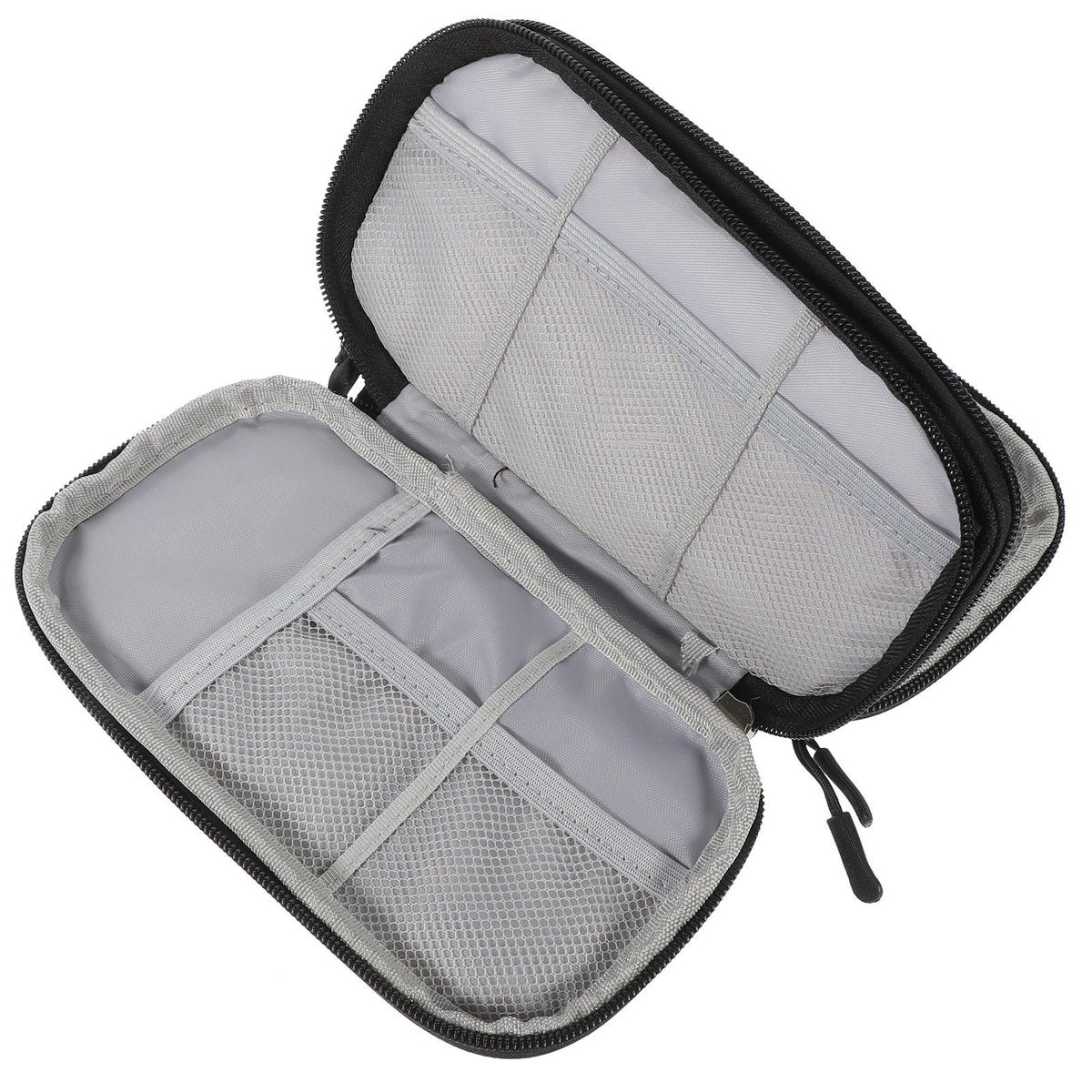 Black Electronic Organizer Travel Case with Double-Layer Design Color black