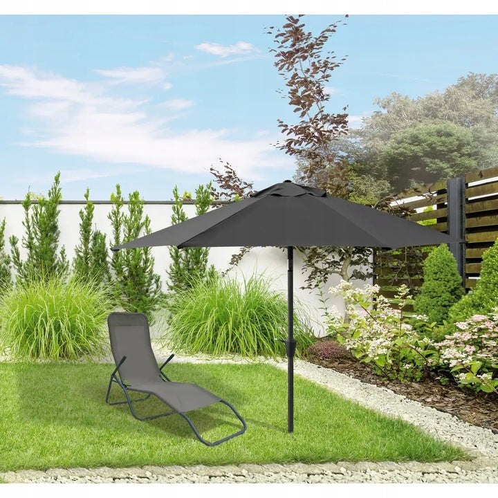 Black Forest Garden Umbrella Folding 3m Large Graphite Diameter/width 300 cm