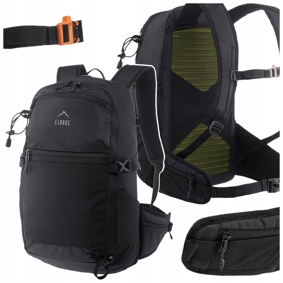 Black Hiking Backpack OVID ELBRUS Ergonomic 18 Liters