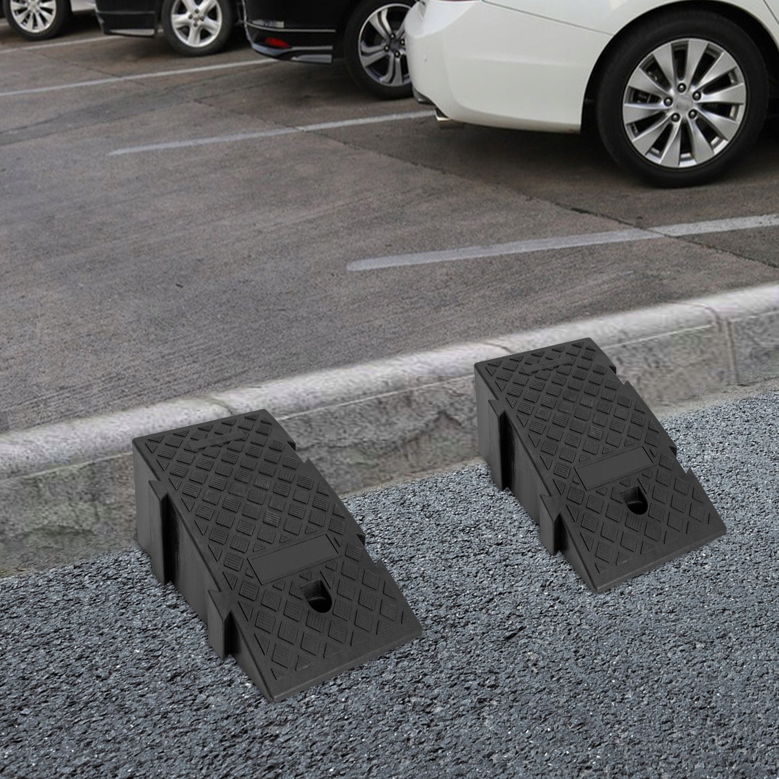 Black Plastic 19cm 2Pcs Load Ramps Non-Slip for Motorcycle Wheelchair Brand no brand