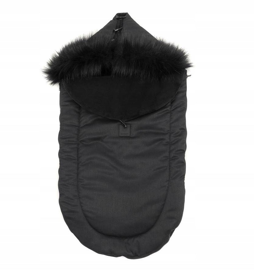 Black SLEEPING BAG FOR STROLLER AND Stroller WITH FUR - COSY - KUNERT