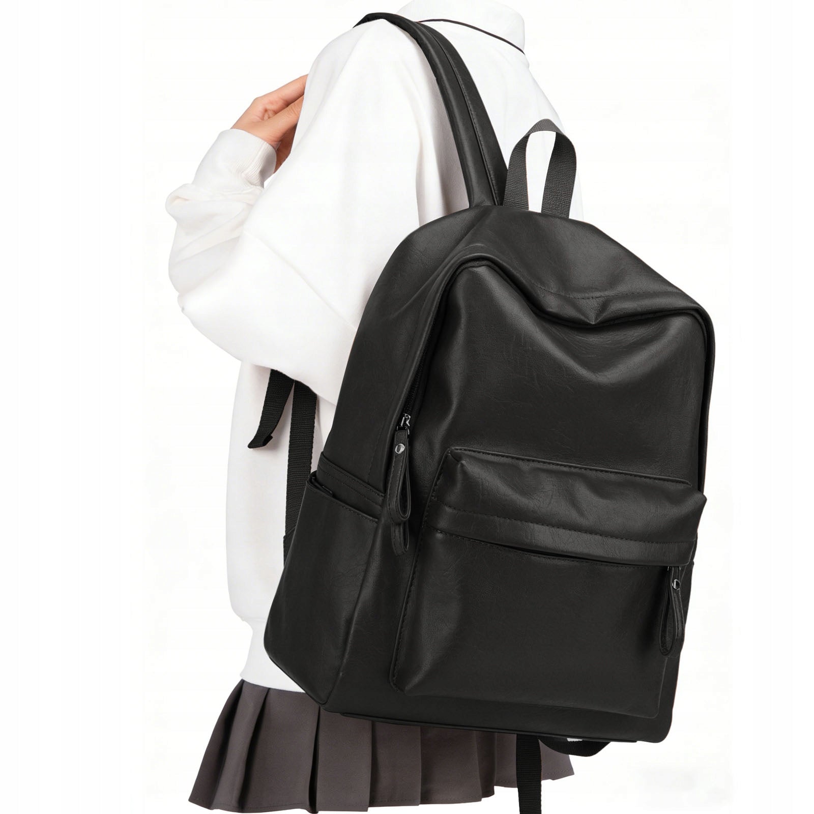 Black Student Backpack for School and College, 15.6-Inch Laptop, A4, Unisex