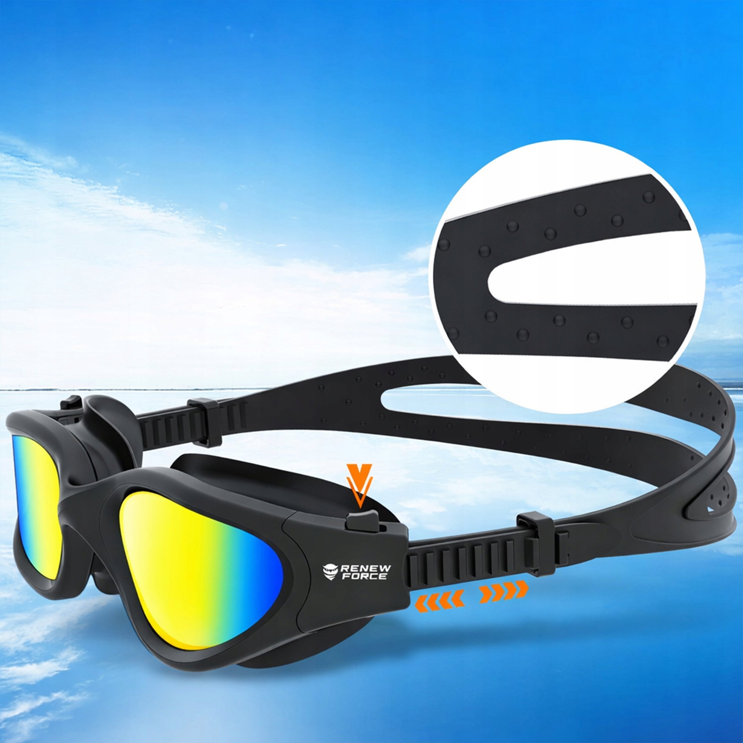 Black Swimming Glasses for Swimming Pool ANTI-FOG Goggles POLARIZATION UV Filter +Etui Manufacturer code OKULARY PRZECIWSŁONECZNE DO PŁYWANIA FILTR UV