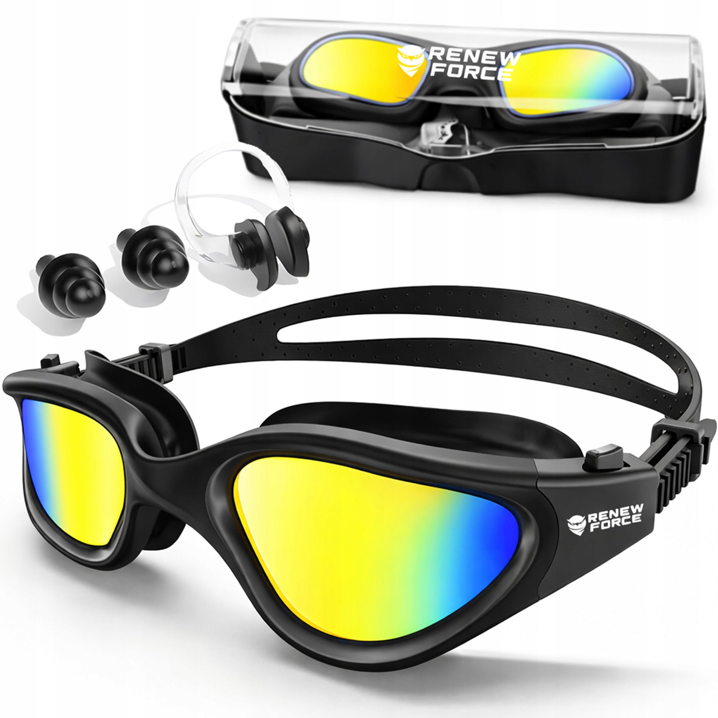 Black Swimming Glasses for Swimming Pool ANTI-FOG Goggles POLARIZATION UV Filter +Etui