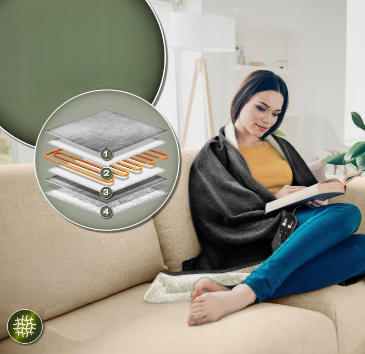 Black Thermal Heating Blanket 180cm x 130cm With 9 Temperature Degrees Medical device no