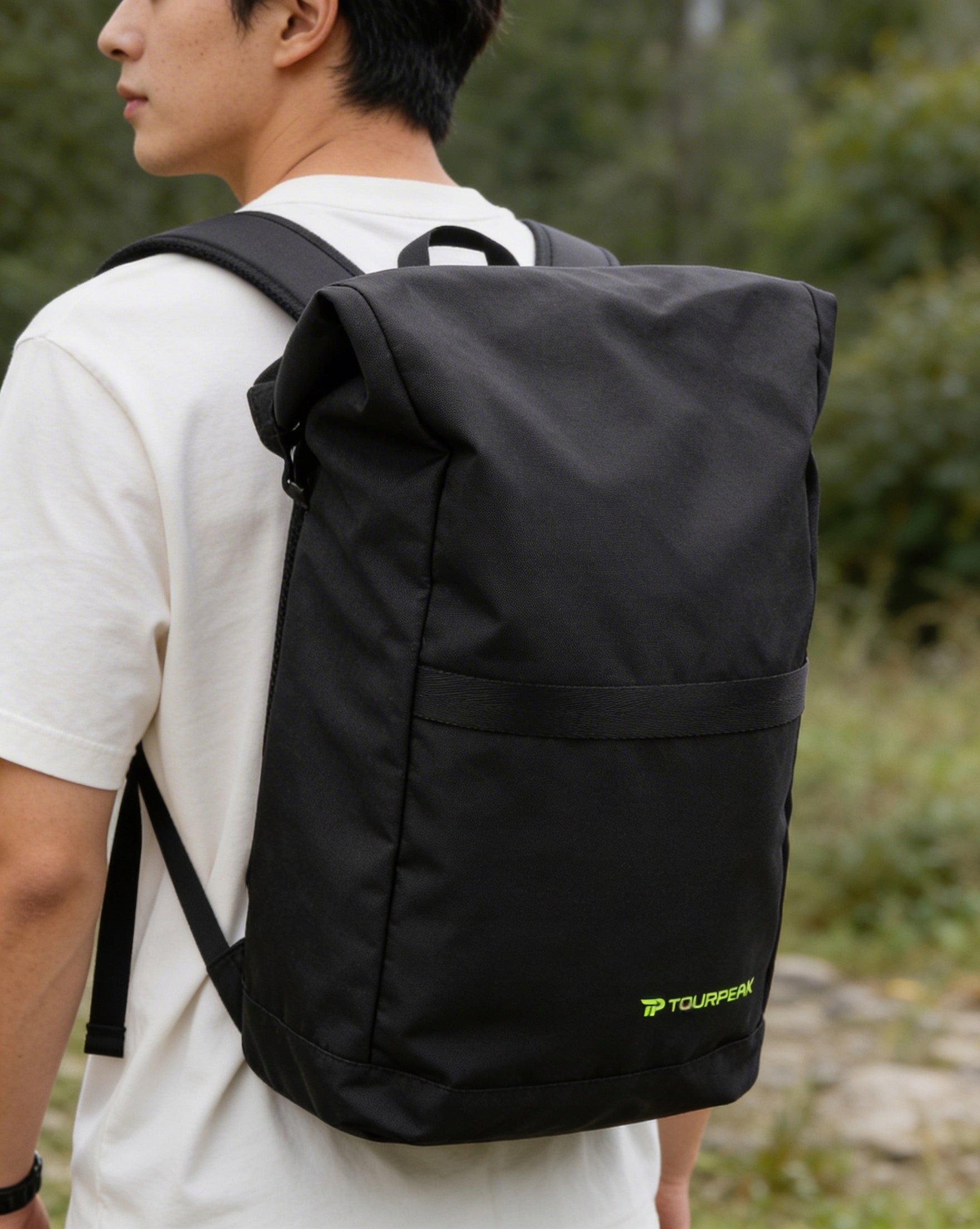 Black Travel Laptop BACKPACK with ROLLTOP Clasp Men's Women's Brand no brand