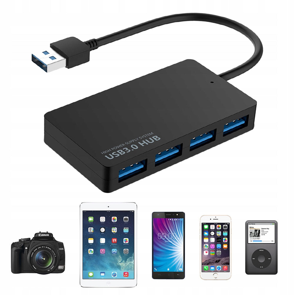 Black USB 3.0 Hub 4-Port Data Splitter with Overcurrent Protection Manufacturer no brand
