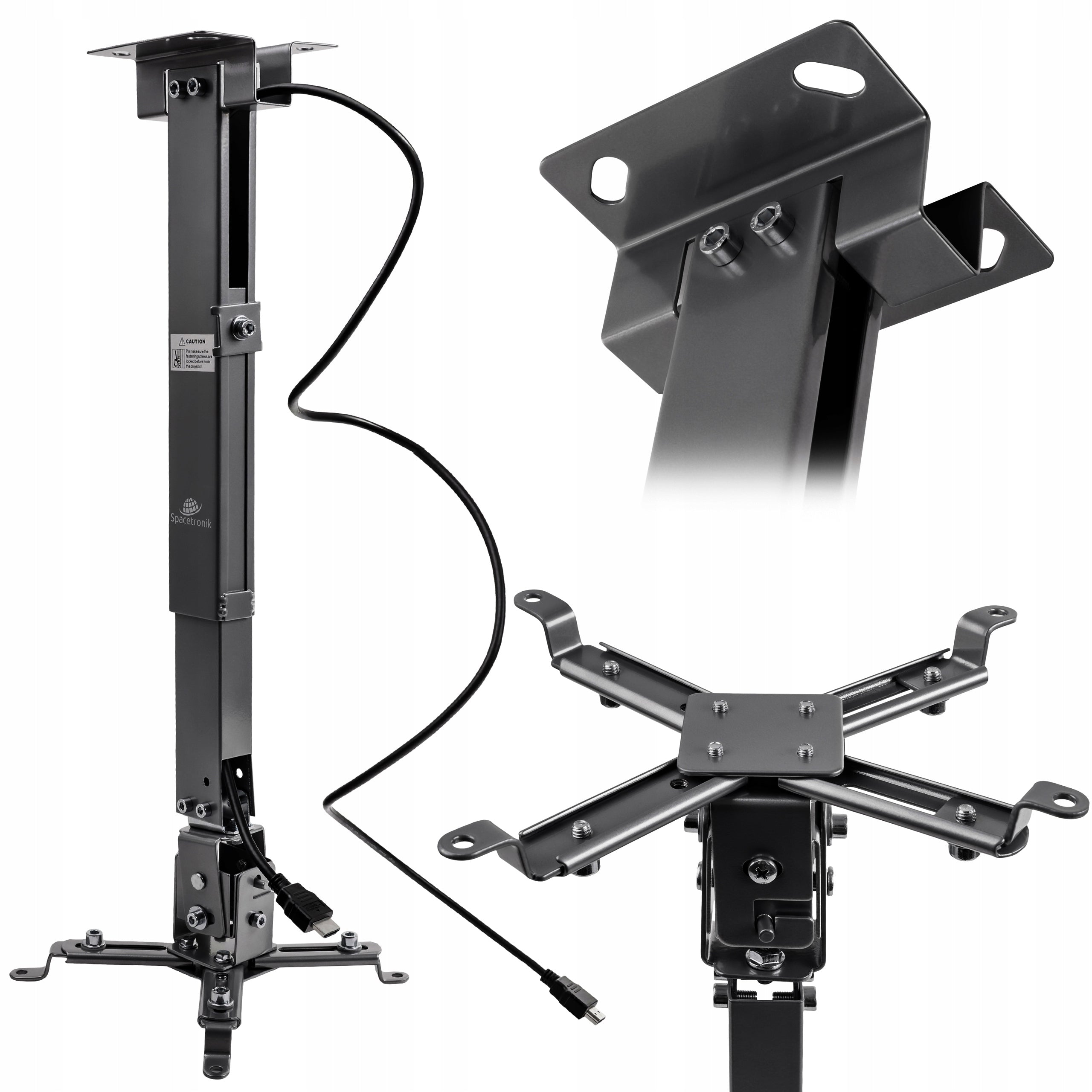 Black Wall Projector Mount Ceiling VESA Lifting Capacity 20kg Spacetronik Brand Spacetronik