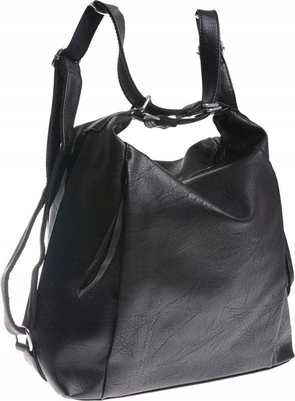 Black Women's Bag-Backpack 2in1 Holds A4 Black