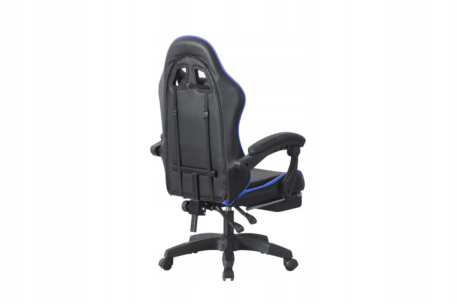 Black and Blue Leather Gaming Chair with Footrest and Cushions Model GC045B