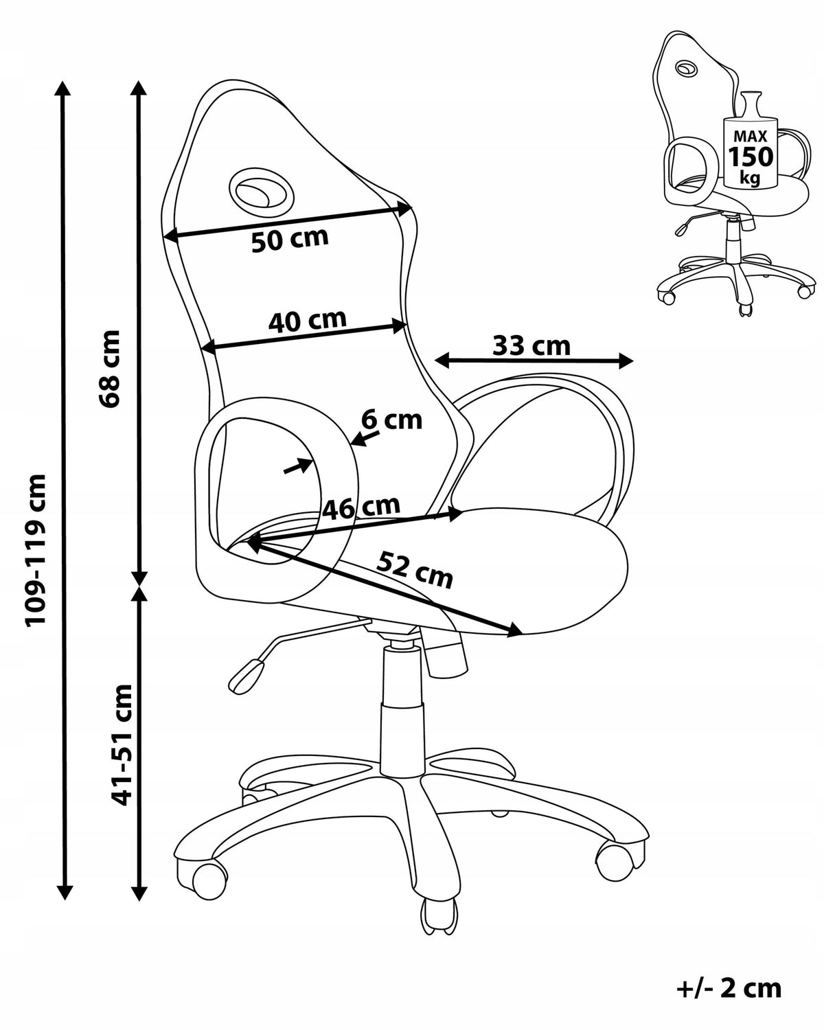 Black and White Swivel Office Chair Medical device no