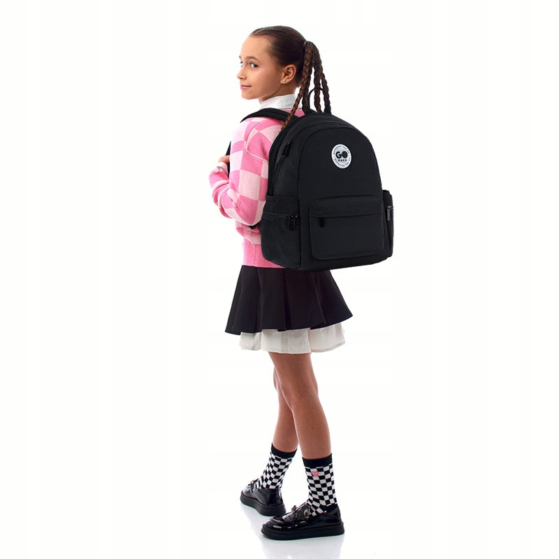 Black backpack for girls youth laptop for school travel GoPack Packaging status original
