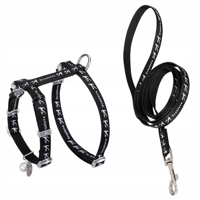 Black guard harness + leash for a miniature dog