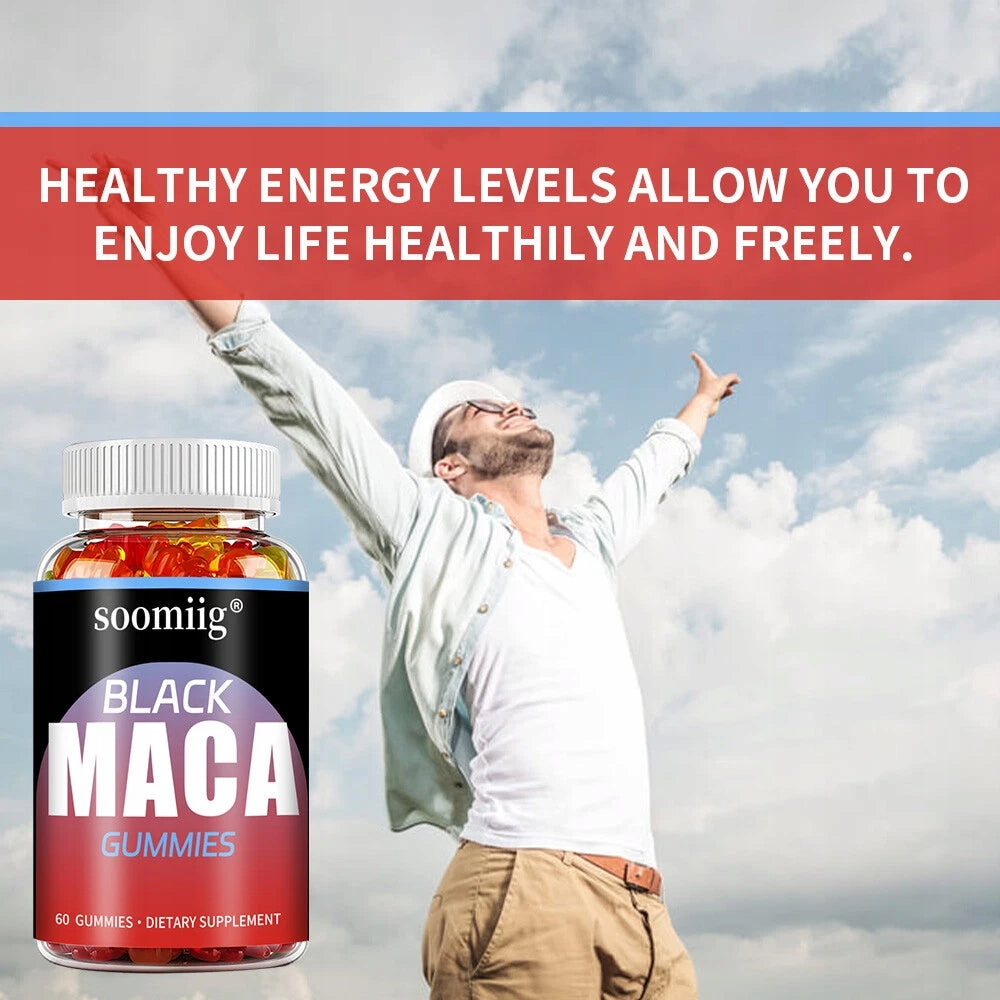 Black gummies with maca increase endurance and promote muscle growth... Expiration date at least 1 year from the date of purchase