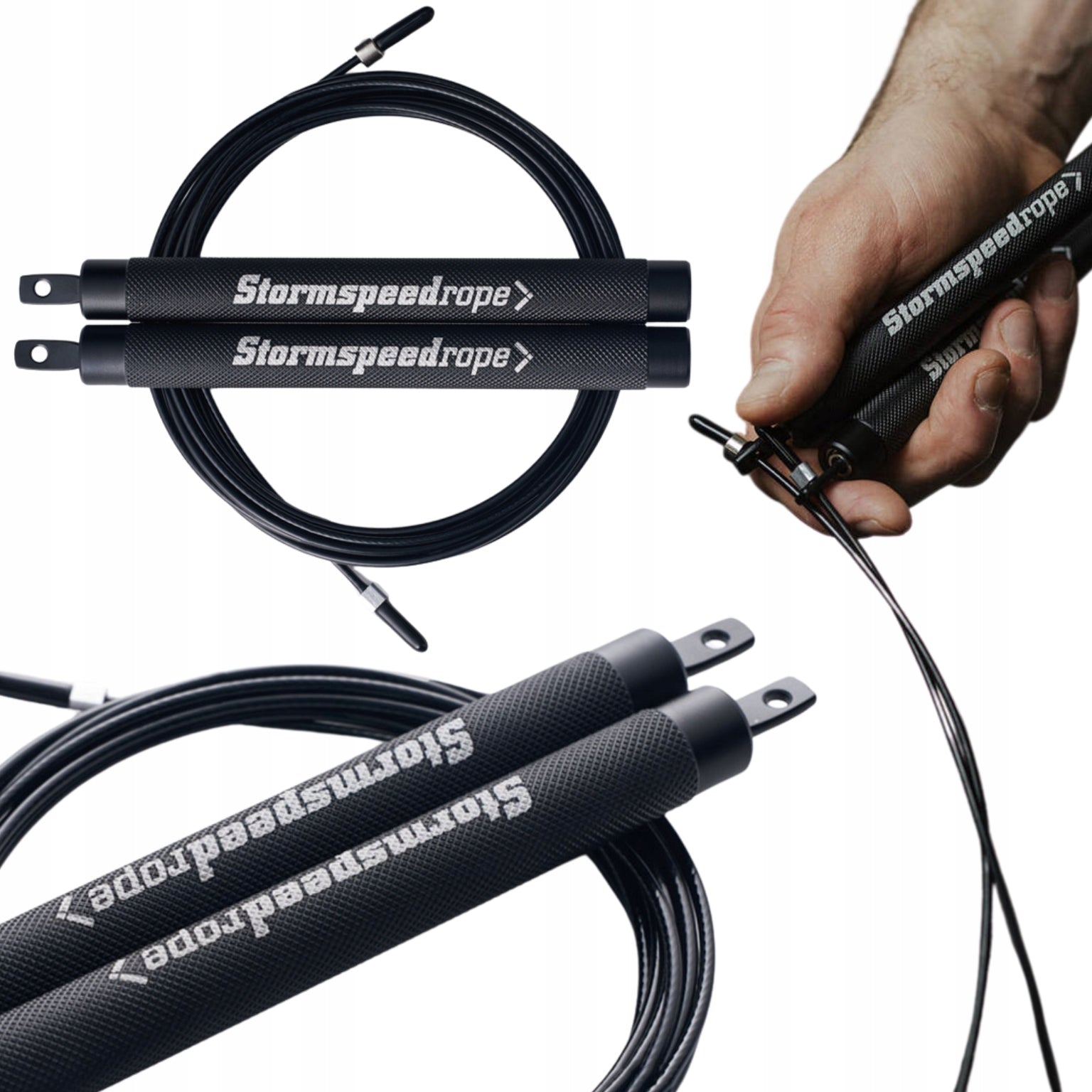 Black jump rope for athletes STORM SPEED ROPE SV2 professional + case