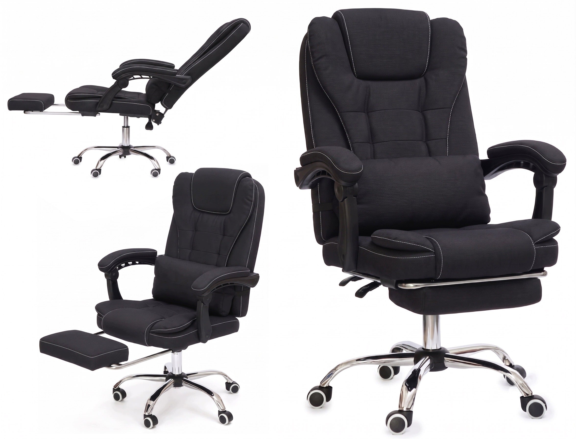 Black material comfortable office chair with footrest and cushion NBR004W-HT