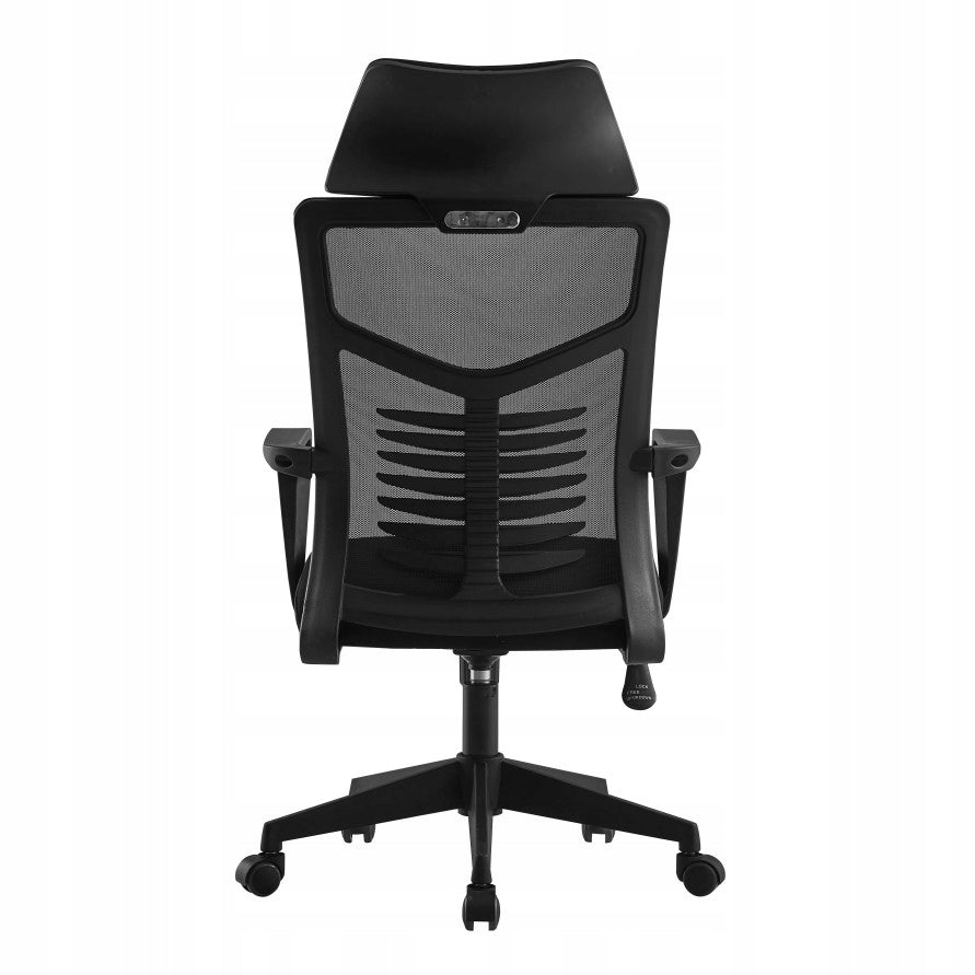 Black mesh swivel chair with height adjustment and armrests Brand no brand