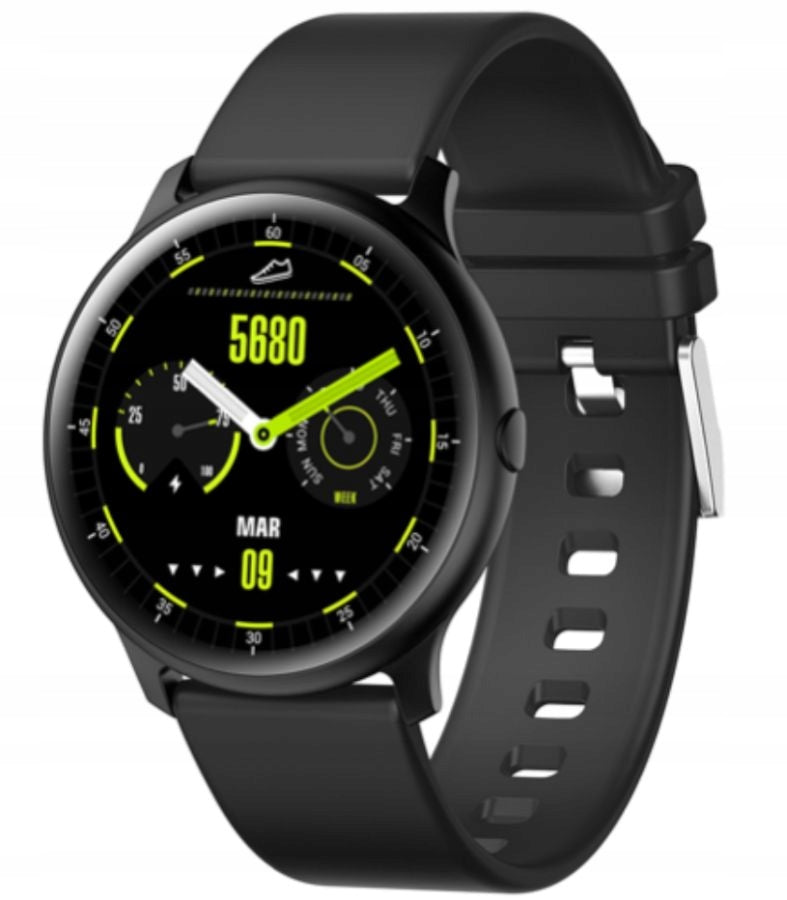 Black smartwatch on strap Rubicon RNCE61 Amoled Compass Pedometer Color black