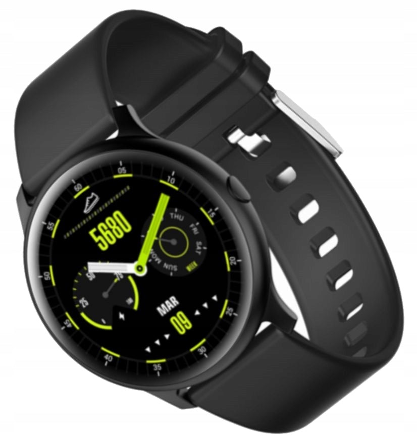 Black smartwatch on strap Rubicon RNCE61 Amoled Compass Pedometer