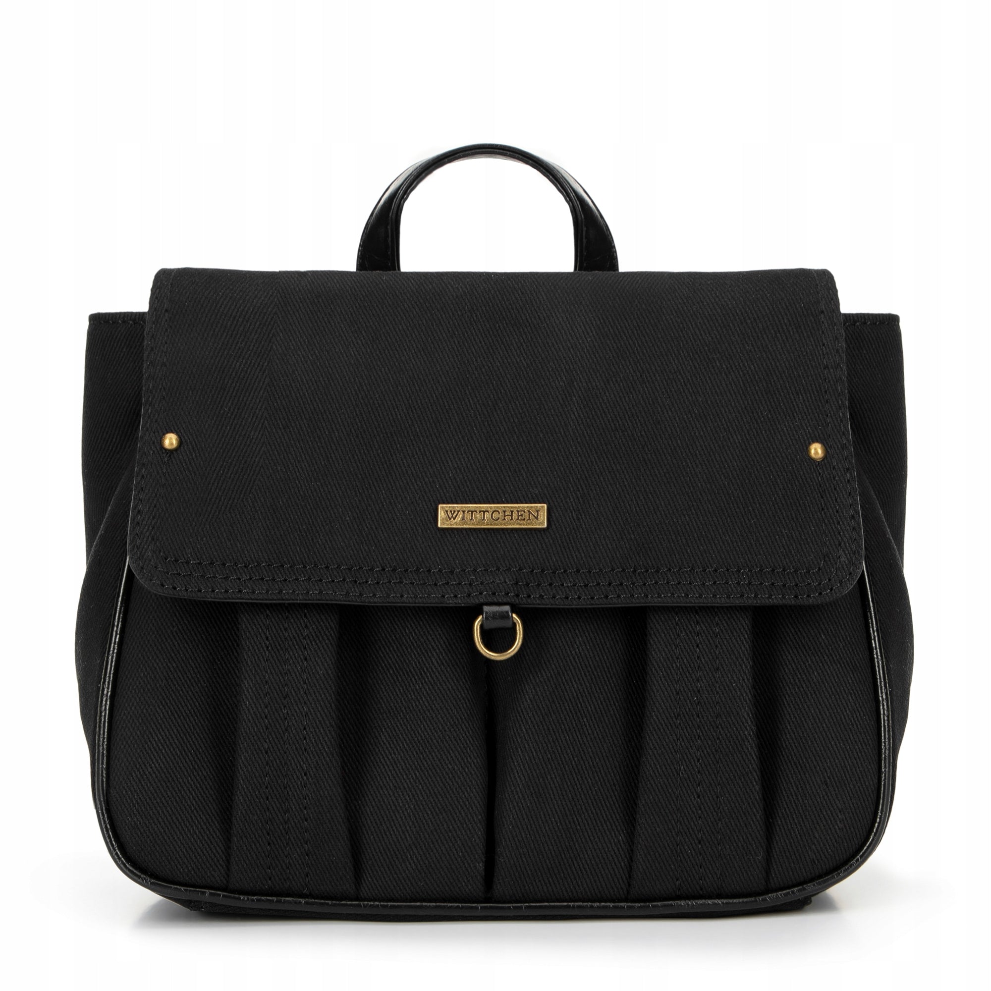 Black women's mini backpack WITTCHEN Young 100-4Y-441-1 with flap and pockets Brand WITTCHEN