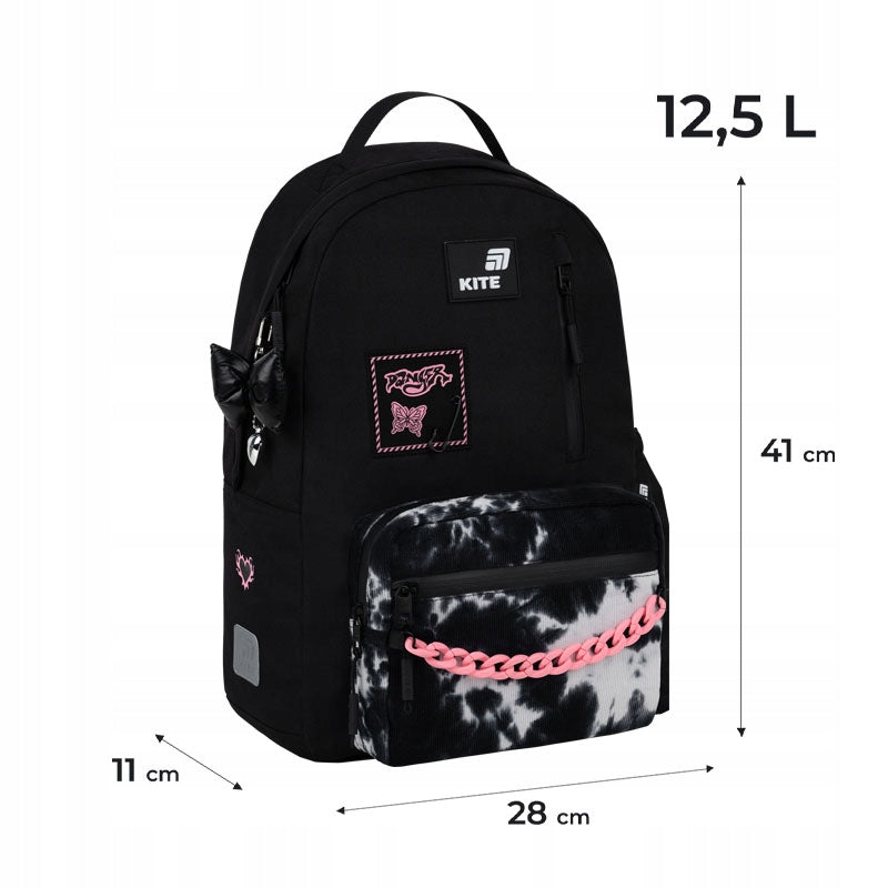 Blackpink school backpack for teenagers 9-12 years black with chain Kite Manufacturer code K26-949M-1