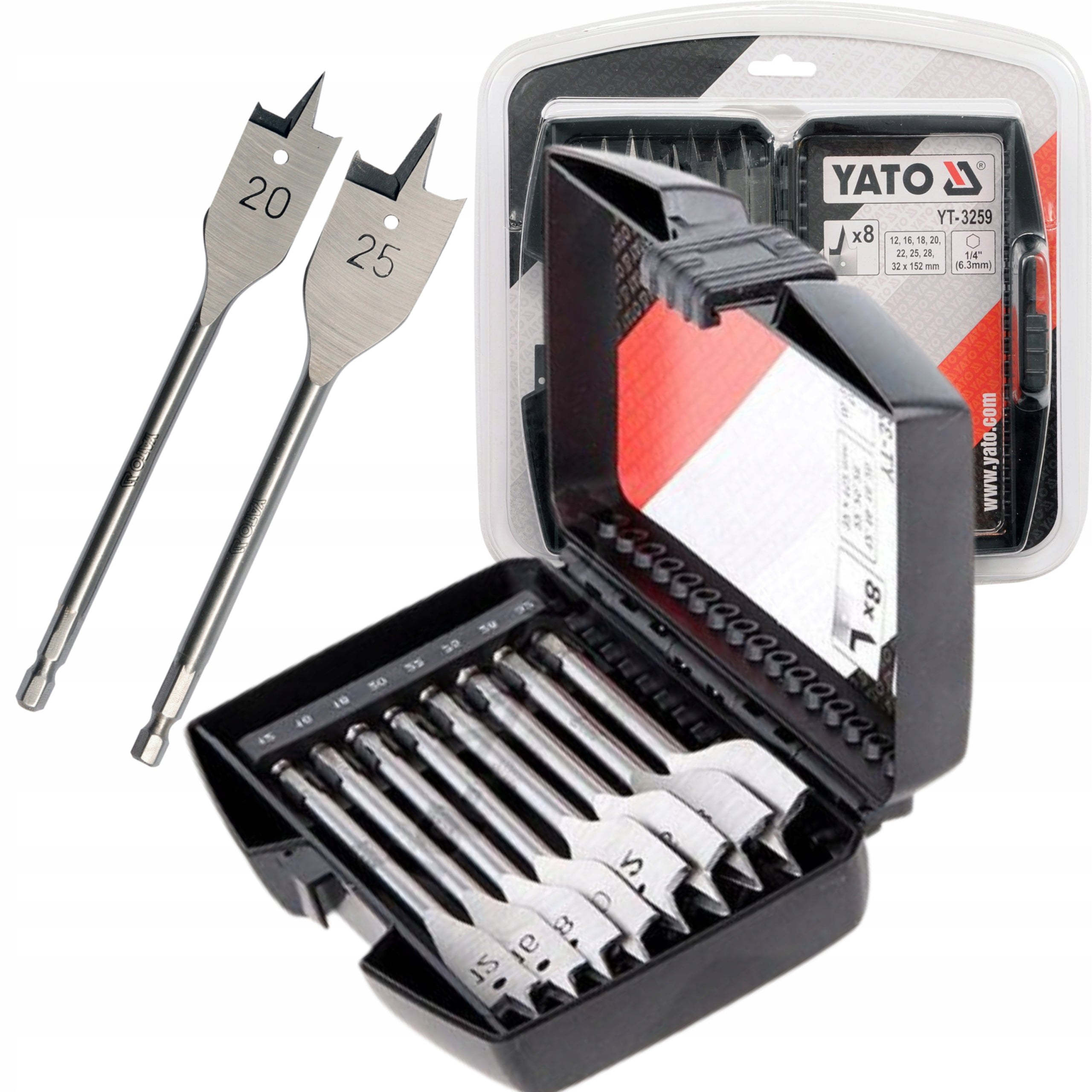 Blade drill bit set 12-32mm, set of 8 Yato YT-3259 for wood Drill bit type drill bit set