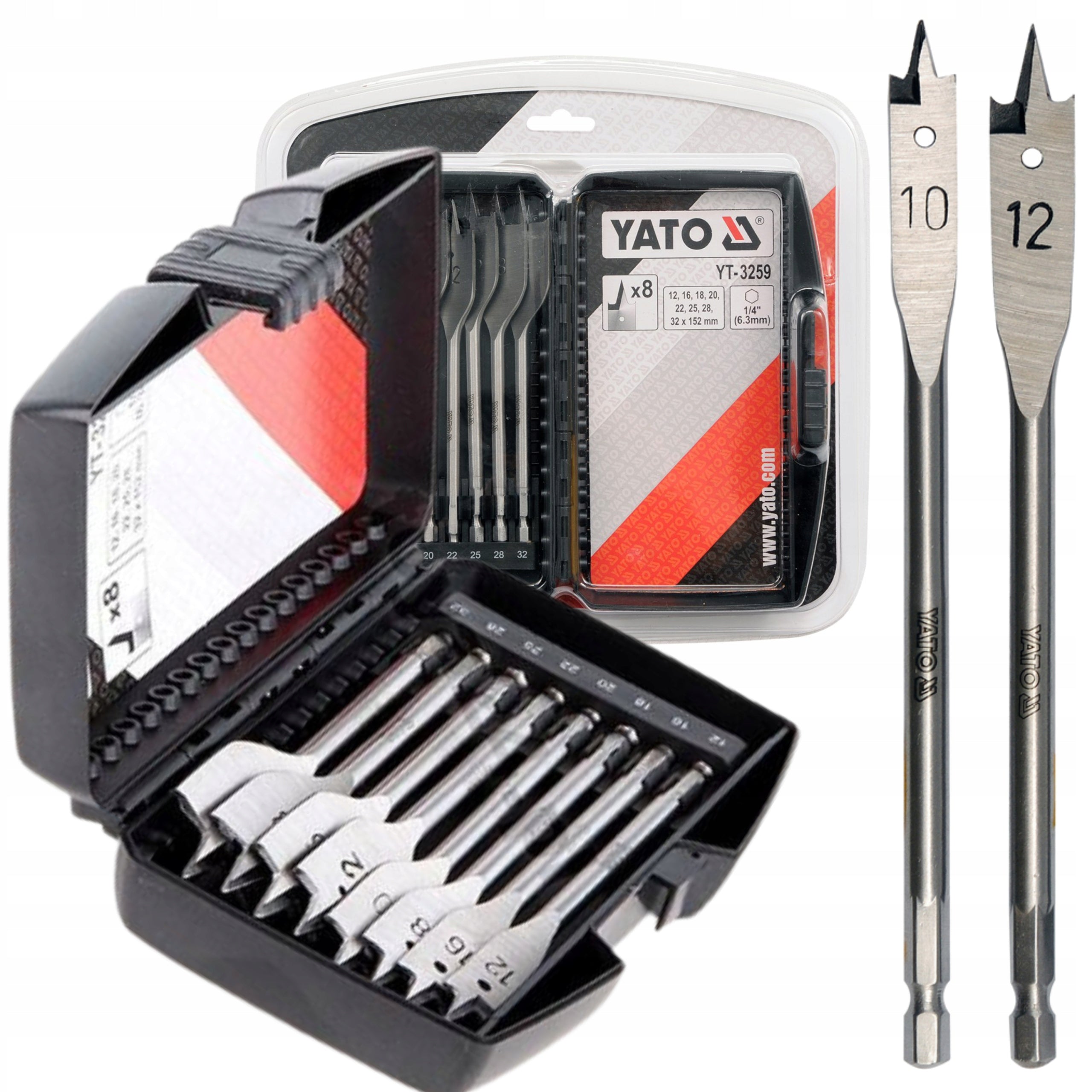 Blade drill bit set 12-32mm, set of 8 Yato YT-3259 for wood Purpose for wood